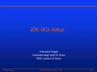 ZDC DCS status