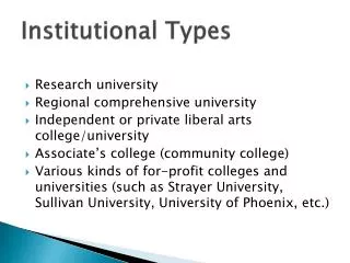 Institutional Types