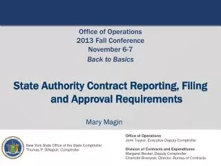 State Authority Contract Reporting, Filing and Approval Requirements