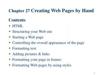 Chapter 27 Creating Web Pages by Hand