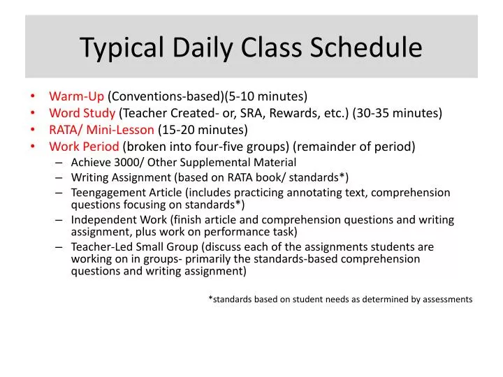 typical daily class schedule