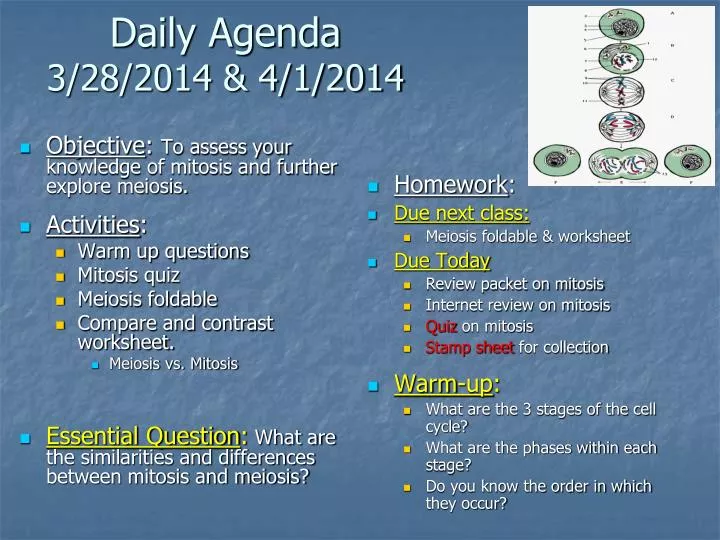 daily agenda 3 28 2014 4 1 2014