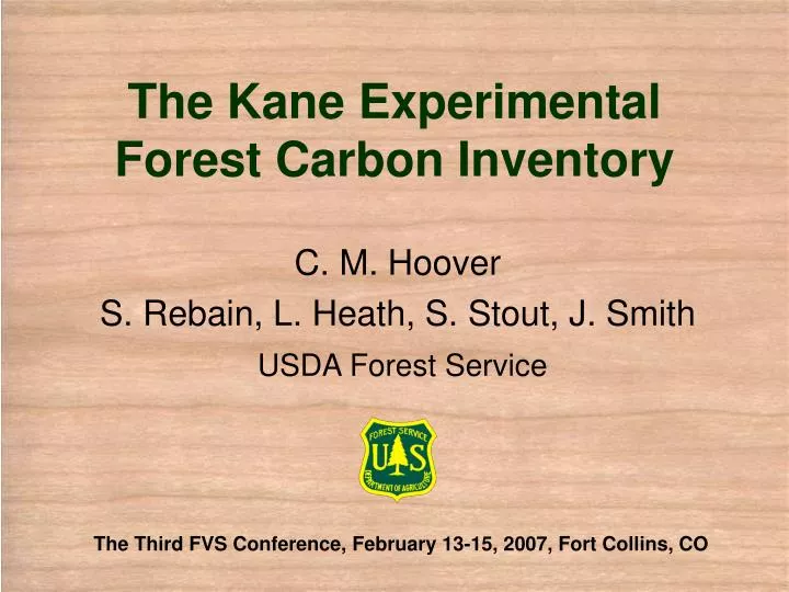 the kane experimental forest carbon inventory