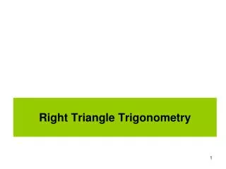 Right Triangle Trigonometry