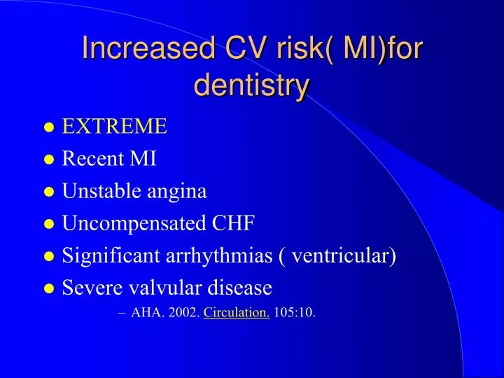 increased cv risk mi for dentistry