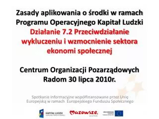 MAZOWIECKA JEDNOSTKA WDRAŻANIA PROGRAMÓW UNIJNYCH ul. Jagiellońska 74, 03-301 Warszawa