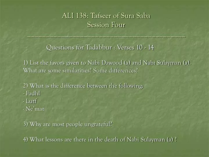 ali 138 tafseer of sura saba session four