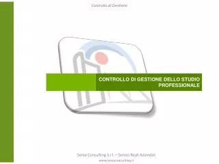 CONTROLLO DI GESTIONE DELLO STUDIO PROFESSIONALE