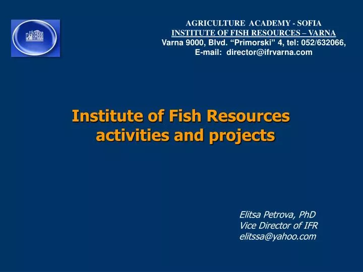 institute of fish resources activities and projects