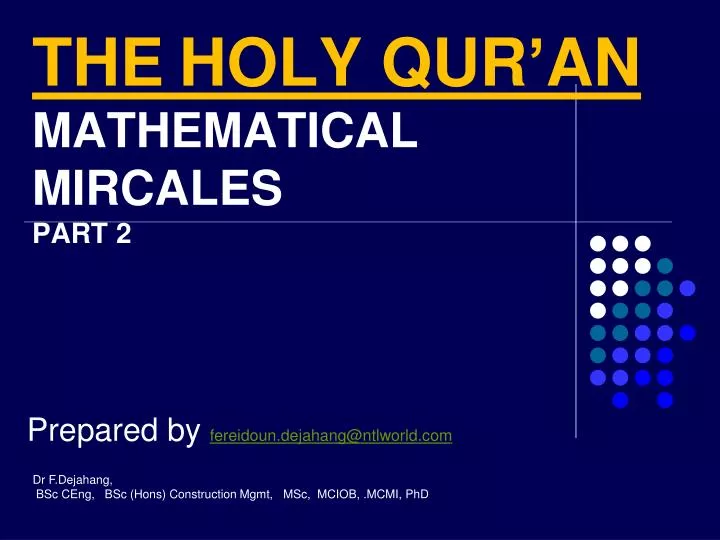 the holy qur an mathematical mircales part 2
