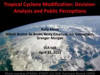 Tropical Cyclone Modification: Decision-Analysis and Public Perceptions