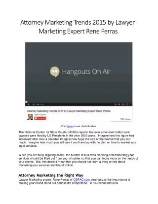 Attorney Marketing Trends for 2014 to 2015