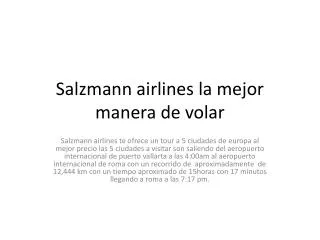 Salzmann airlines la mejor manera de volar