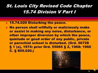 St. Louis City Revised Code Chapter 15.74 Division V Part I