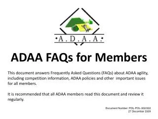 ADAA FAQs for Members
