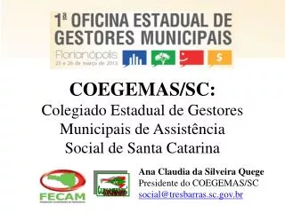 COEGEMAS/SC: Colegiado Estadual de Gestores Municipais de Assistência Social de Santa Catarina