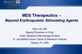 MDS Therapeutics – Beyond Erythropoietic Stimulating Agents