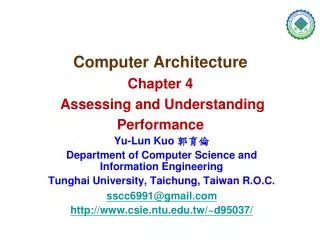Computer Architecture Chapter 4 Assessing and Understanding Performance