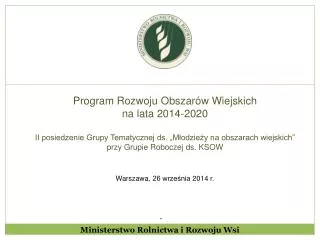 Program Rozwoju Obszarów Wiejskich na lata 2014-2020