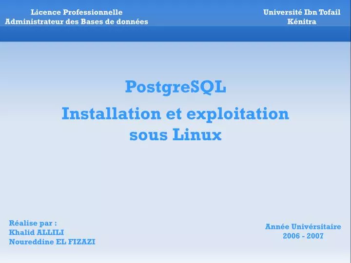 postgresql installation et exploitation sous linux