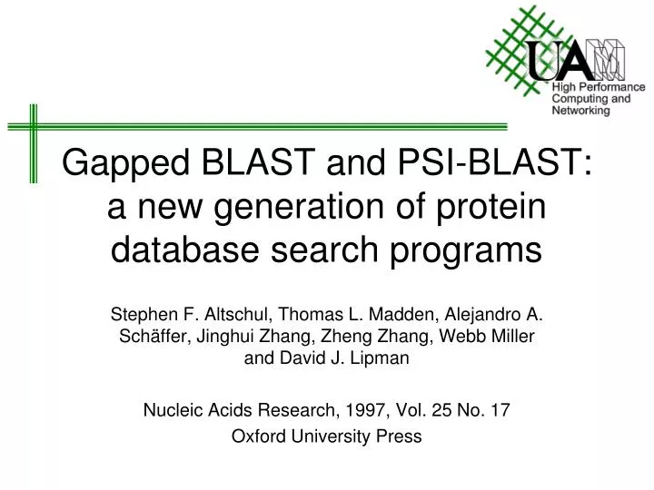 gapped blast and psi blast a new generation of protein database search programs