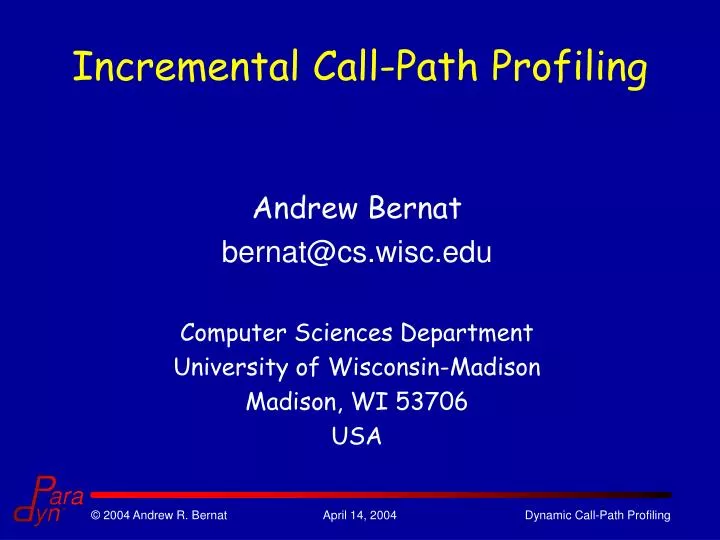 incremental call path profiling