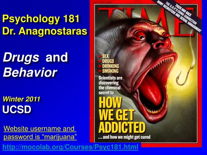 psychology 181 dr anagnostaras drugs and behavior winter 2011 ucsd