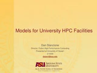 Models for University HPC Facilities