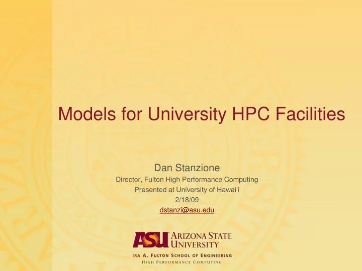 models for university hpc facilities