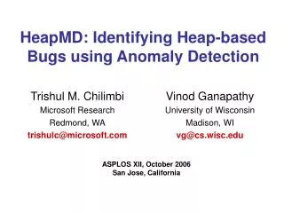 HeapMD: Identifying Heap-based Bugs using Anomaly Detection