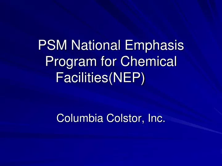 psm national emphasis program for chemical facilities nep