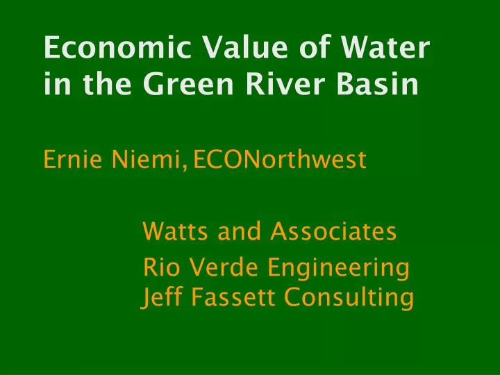 economic value of water in the green river basin