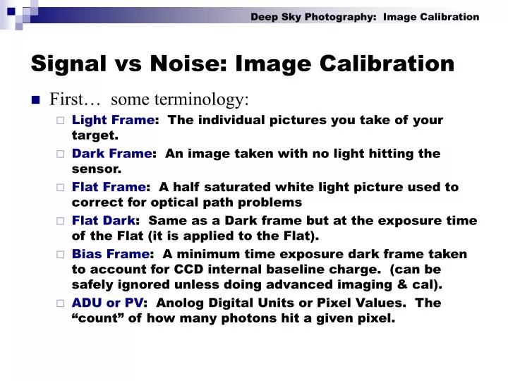 signal vs noise image calibration