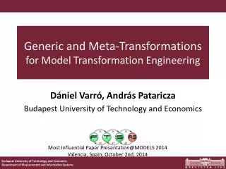Generic and Meta-Transformations for Model Transformation Engineering