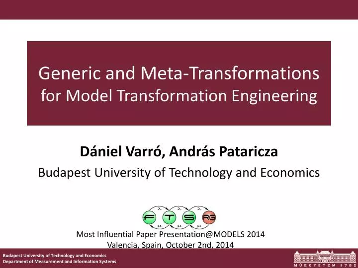 generic and meta transformations for model transformation engineering