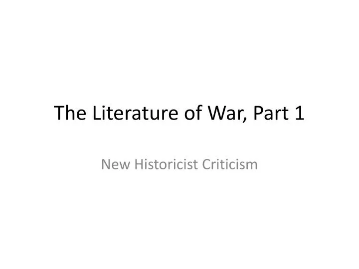 the literature of war part 1