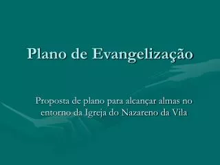 Plano de Evangelização