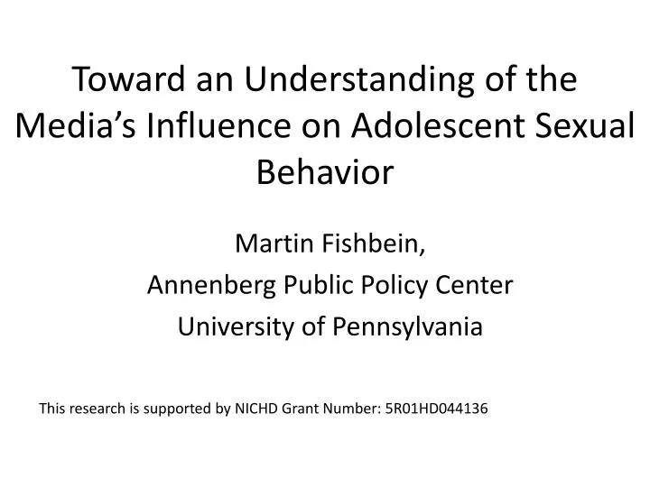 toward an understanding of the media s influence on adolescent sexual behavior
