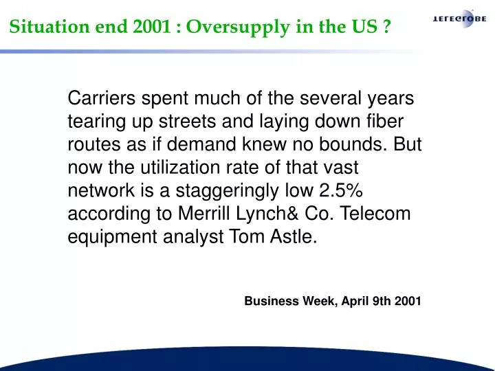 situation end 2001 oversupply in the us