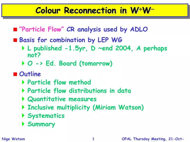 colour reconnection in w w