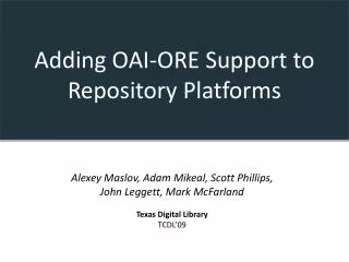 Adding OAI-ORE Support to Repository Platforms