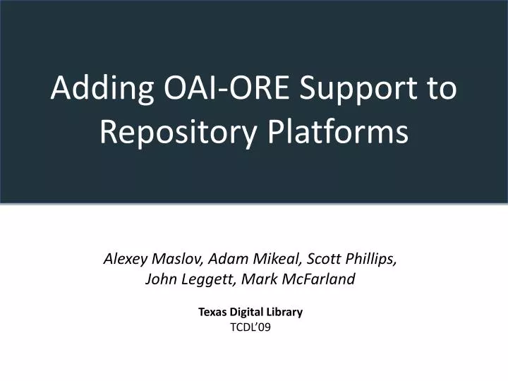 adding oai ore support to repository platforms