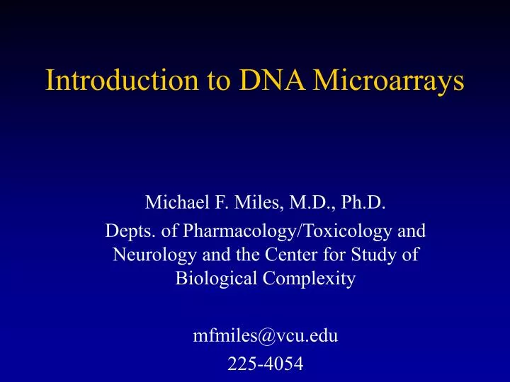 introduction to dna microarrays