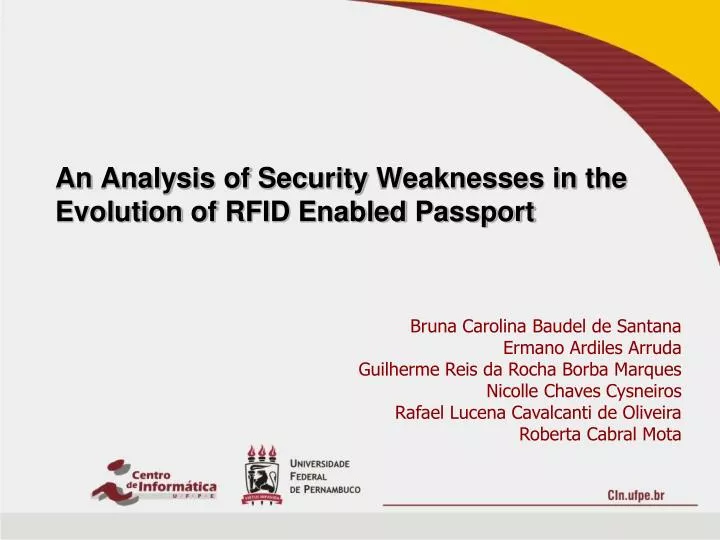 an analysis of security weaknesses in the evolution of rfid enabled passport