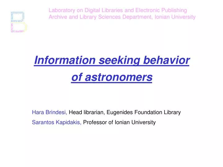 information seeking behavior of astronomers