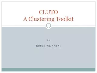 CLUTO A Clustering Toolkit