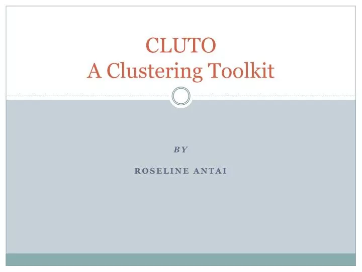 cluto a clustering toolkit