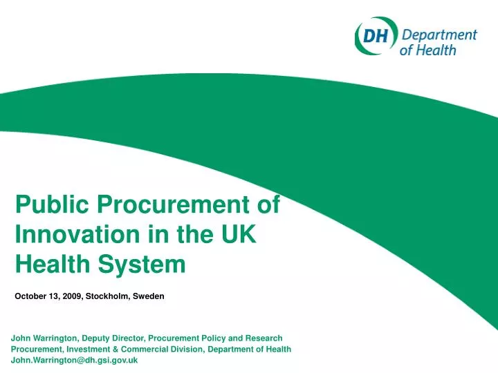 public procurement of innovation in the uk health system