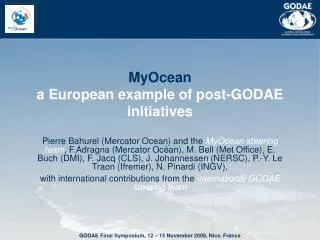 MyOcean a European example of post-GODAE initiatives