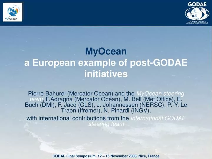 myocean a european example of post godae initiatives